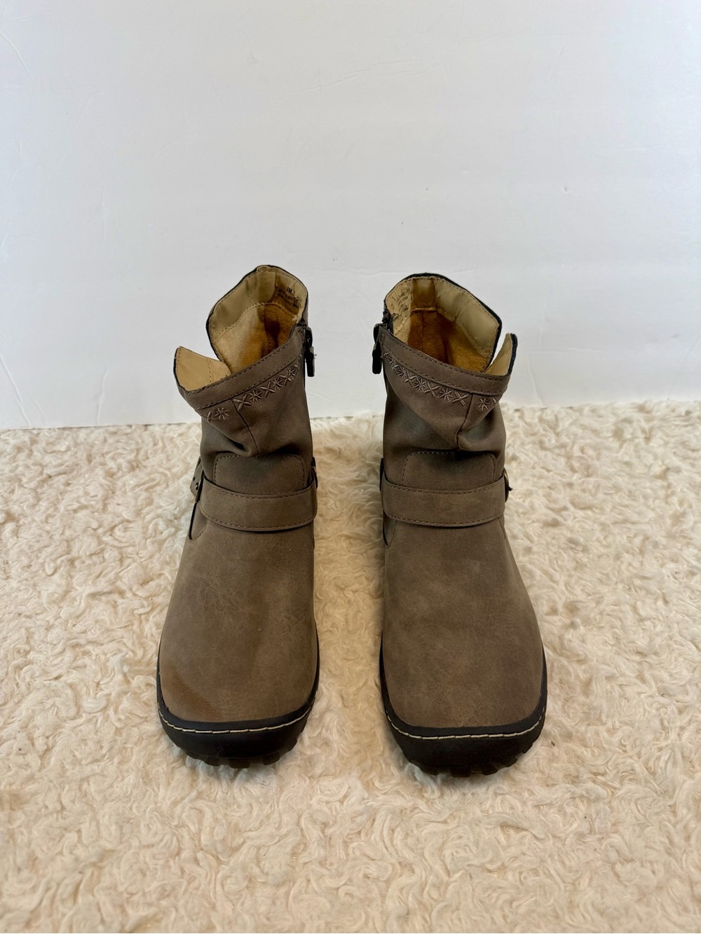 JBU Brown Slouchy Ankle Boots with Strap Detail